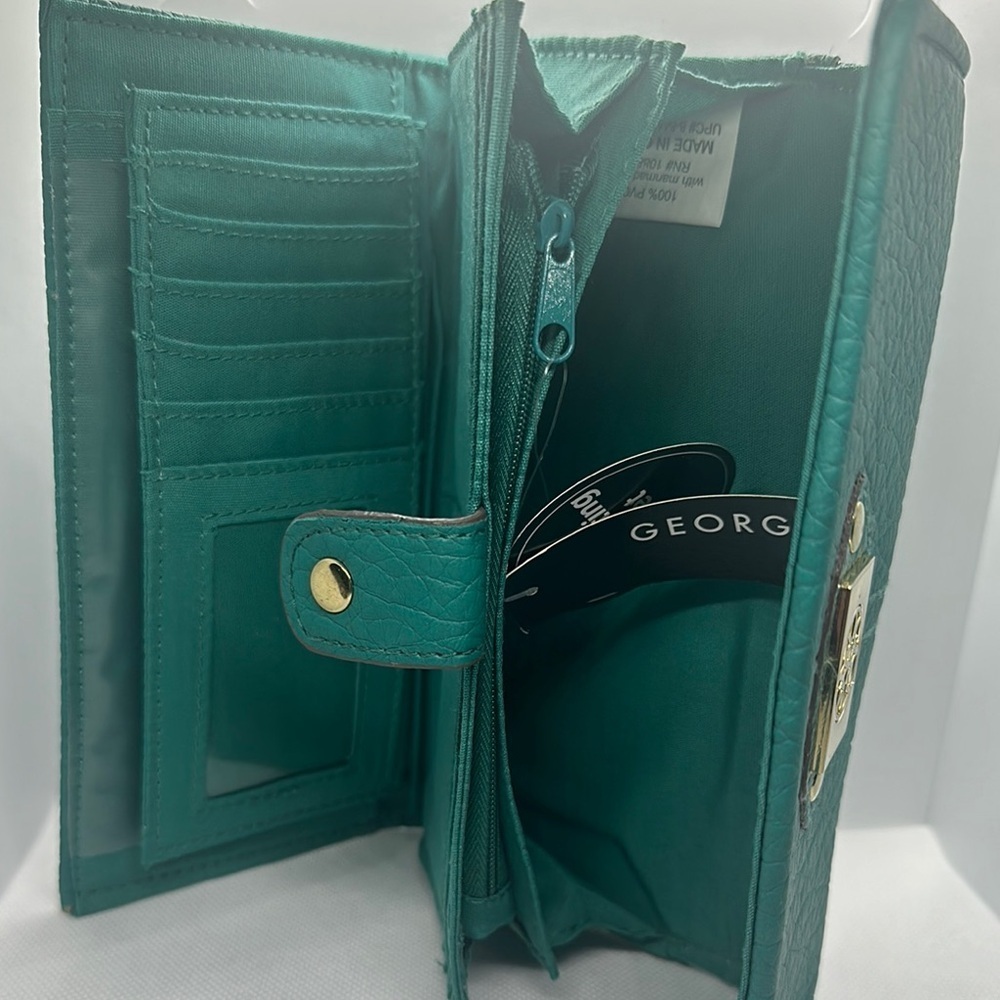 NWT George Leather Wallet Designer available colors :Green and Teal - Picture 8 of 16